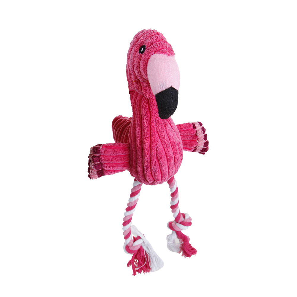 Pink Pet Bite Toy Squeaky Plush Chew Flamingo Dog Rope Toy para masticar