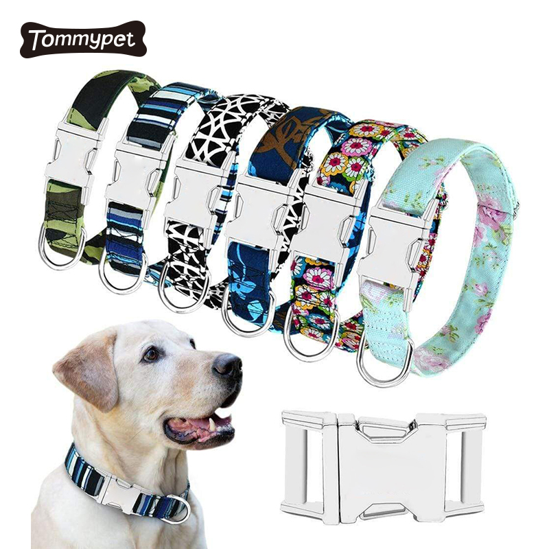 Collar de perro personalizado de correas de diseñador de lujo personalizado de nailon floral al por mayor de OEM y ODM bajo MOQ