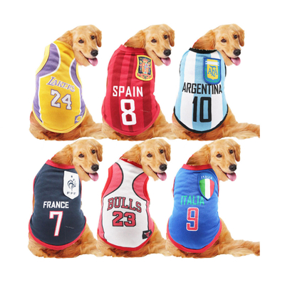 5xl 6xl 7xl Venta al por mayor de China Mascota Fútbol baloncesto Deporte Equipo nacional Copa del mundo Diseñador Ropa para perros grandes