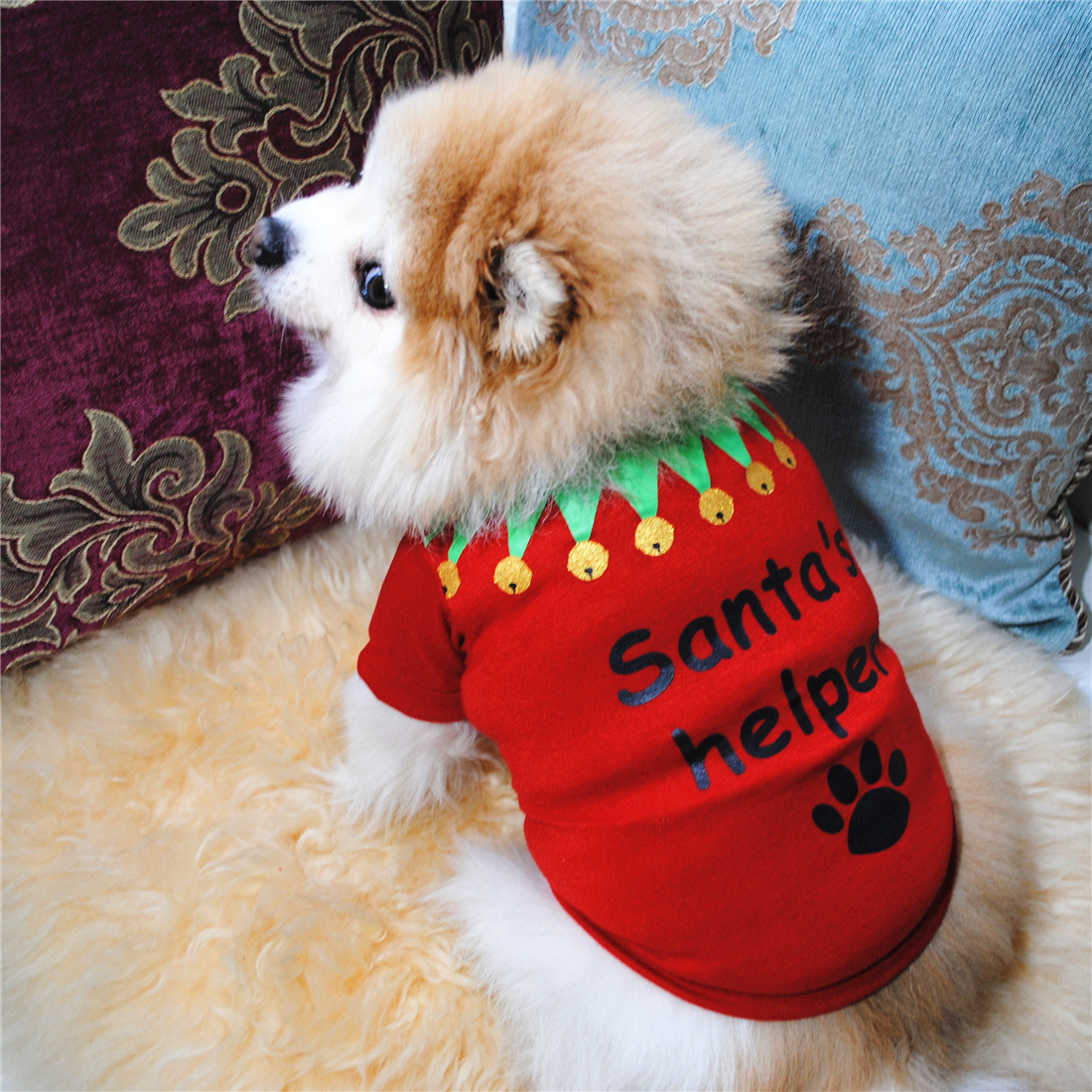 Red Bones Cat Puppy Ropa para mascotas Navidad Perro Diseñador Inspirado Ropa para perros