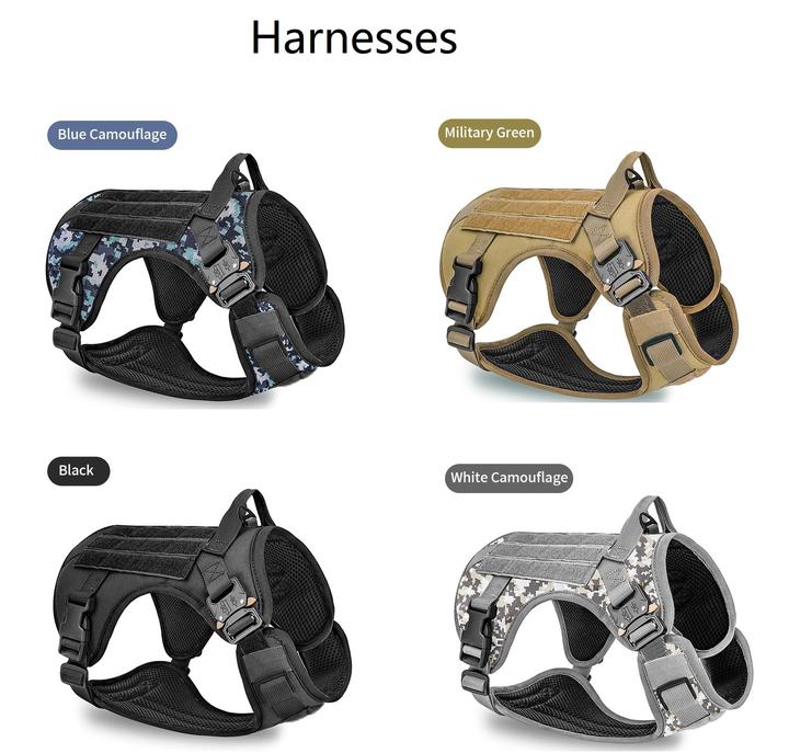 Arnés de servicio táctico militar de moda de lujo ajustable de diseñador personalizado de alta resistencia conjunto de Collar y correa para perro