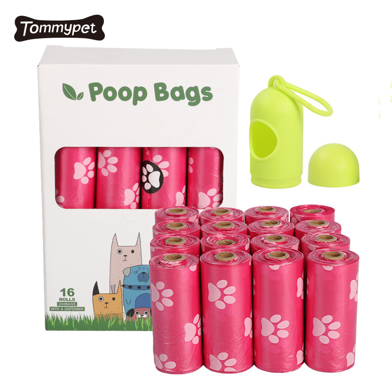 Bolsa de caca desechable totalmente compostable Bolsa de caca de perro de almidón de maíz biodegradable para mascotas personalizada con distribuidor