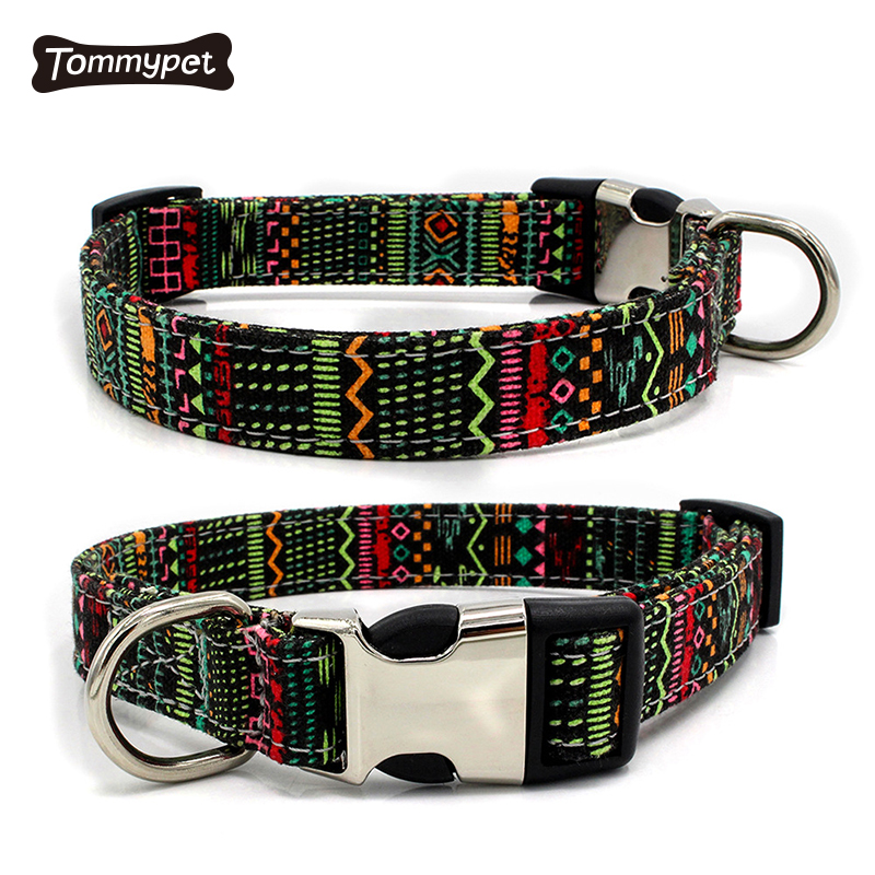 Collar de perro de estilo bohemio de varios colores Collar ajustable para mascotas de liberación rápida para perro
