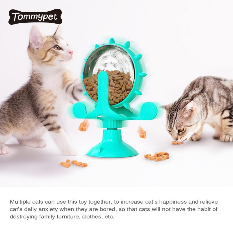 Alimentador lento interactivo de plato giratorio Entrenador de fugas de alimentos Juguetes divertidos para gatos